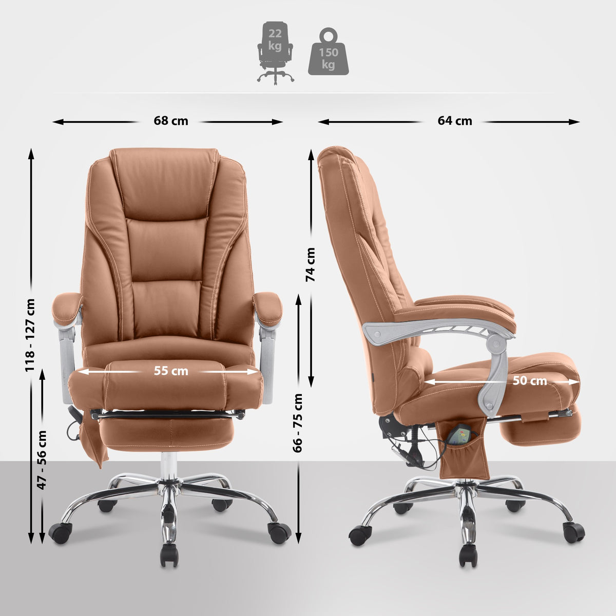 Bürostuhl Pacific mit Massagefunktion V2 Kunstleder – Ansicht 2