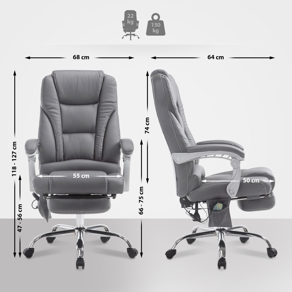 Bürostuhl Pacific mit Massagefunktion V2 – Ansicht 16