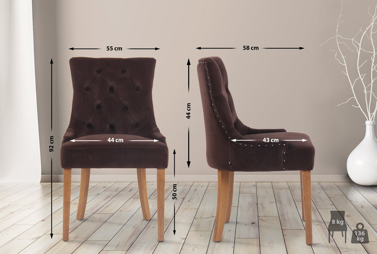 4er Set Esszimmerstühle Aberdeen Samt antik-hell – Ansicht 8
