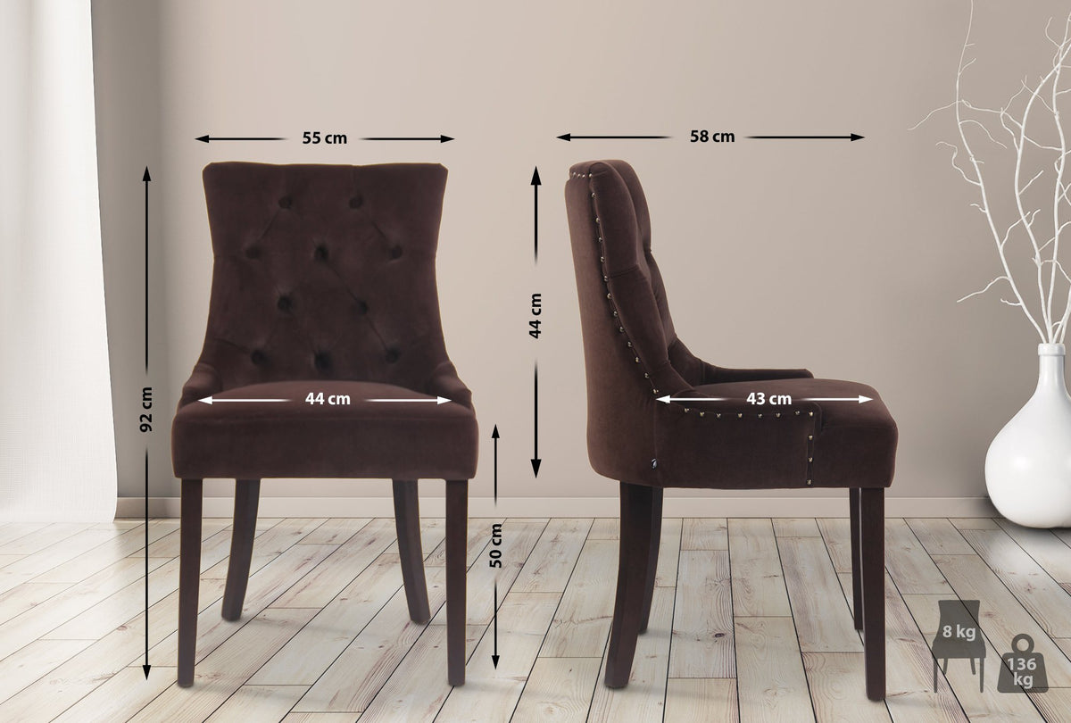 4er Set Esszimmerstühle Aberdeen Samt antik – Ansicht 20