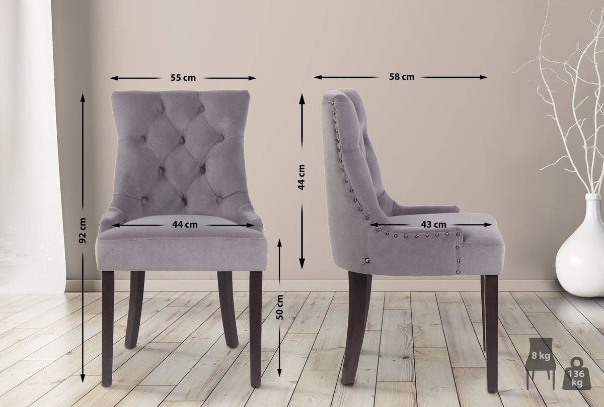 4er Set Esszimmerstühle Aberdeen Samt antik – Ansicht 8
