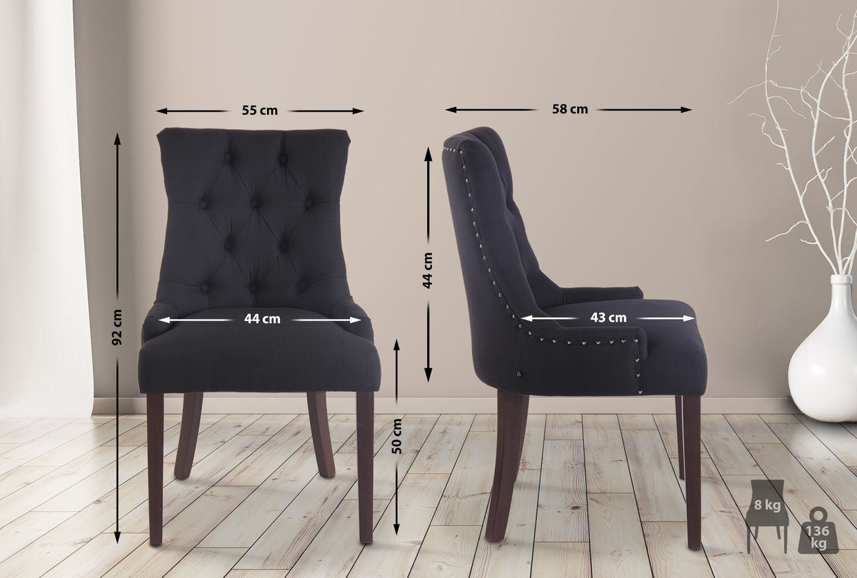 2er Set Esszimmerstuhl Aberdeen Stoff antik – Ansicht 7