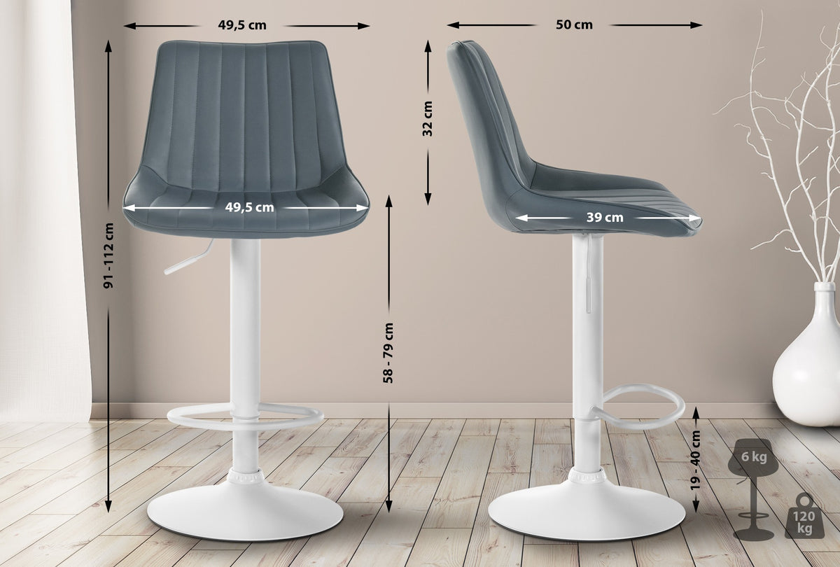 2er Set Barhocker Toni Kunstleder weiß – Ansicht 18
