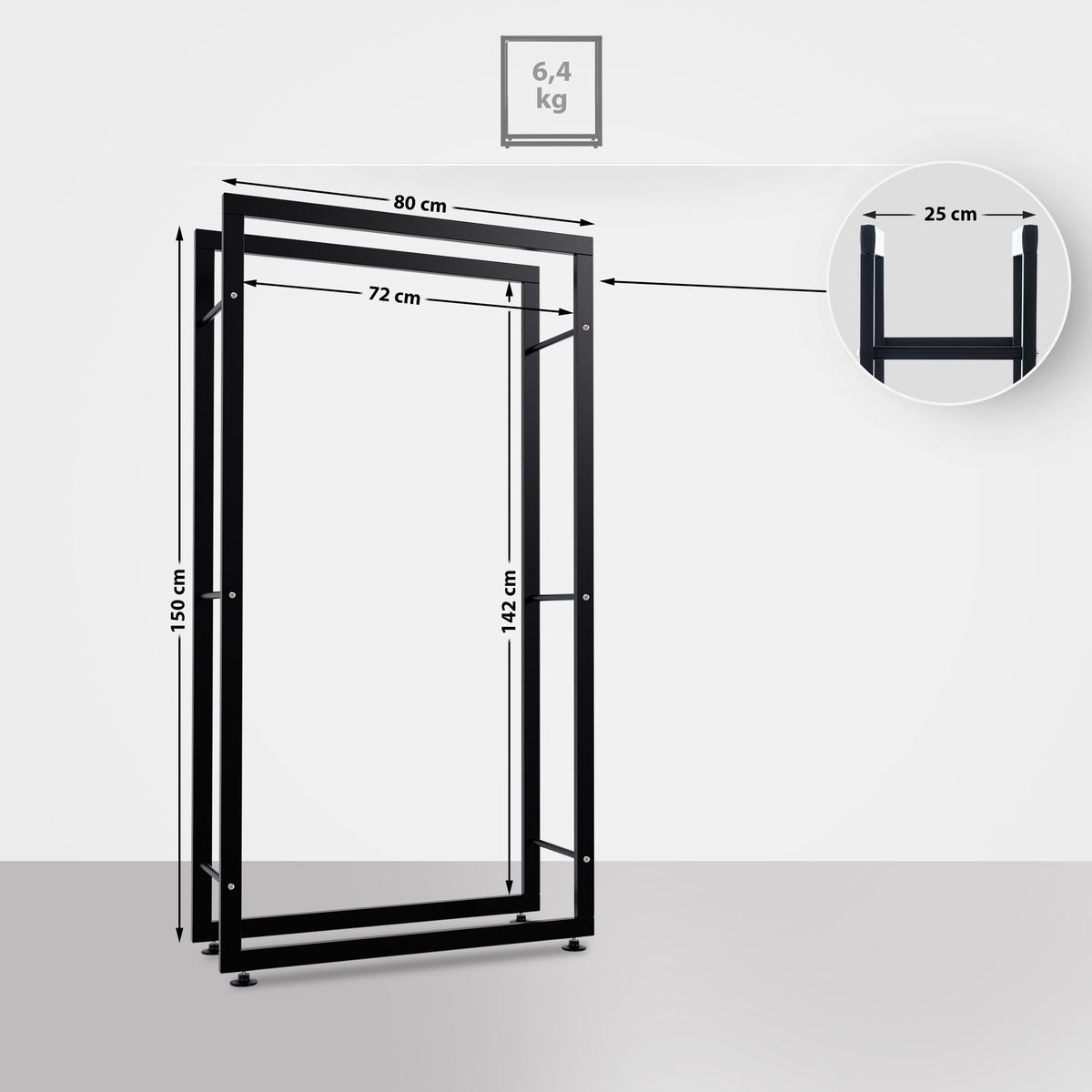 Kaminholzständer Keri V2 25x80x150 – Ansicht 2