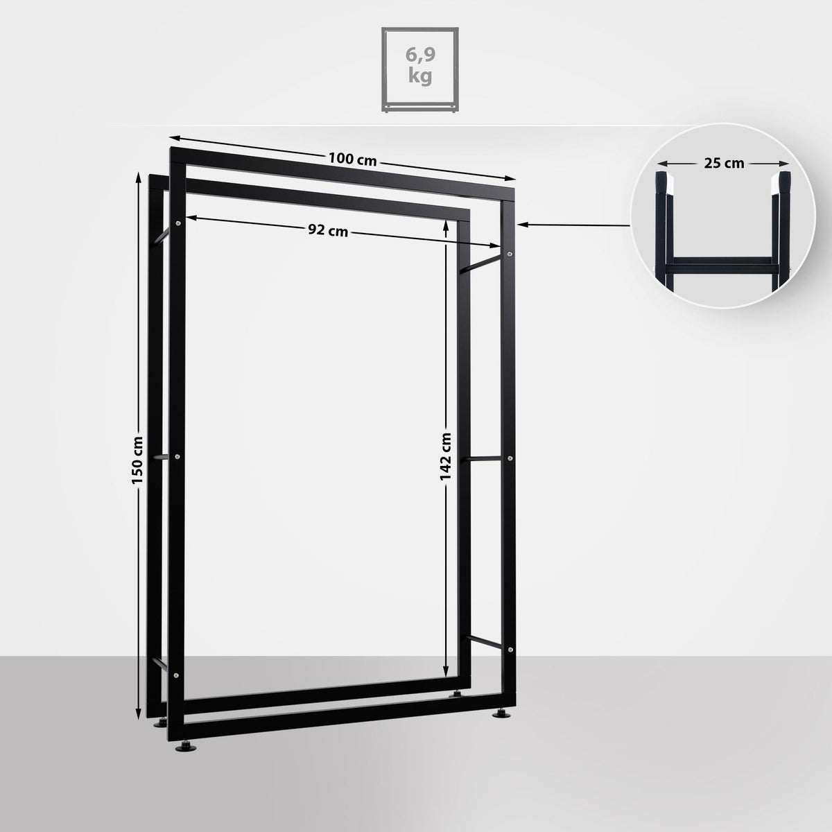 Kaminholzständer Keri V2 25x100x150 – Ansicht 2