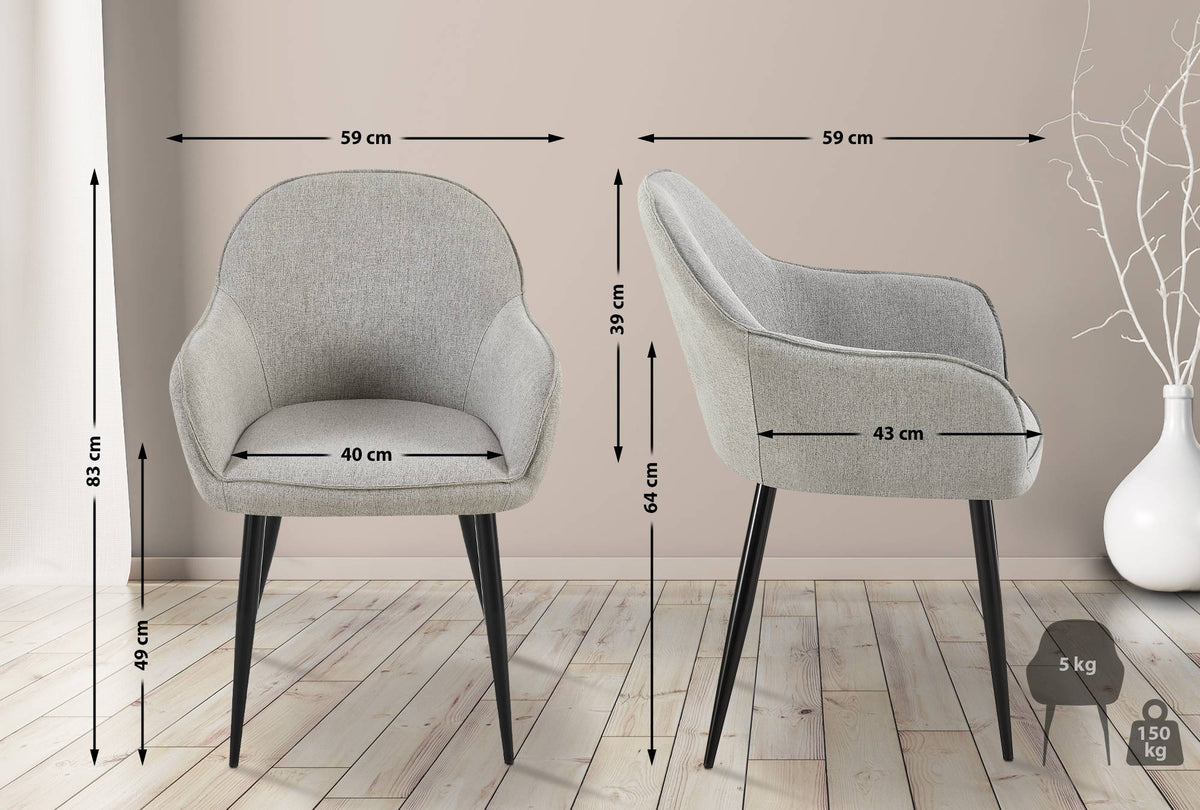 2er Set Esszimmerstühle Boise Stoff – Ansicht 2