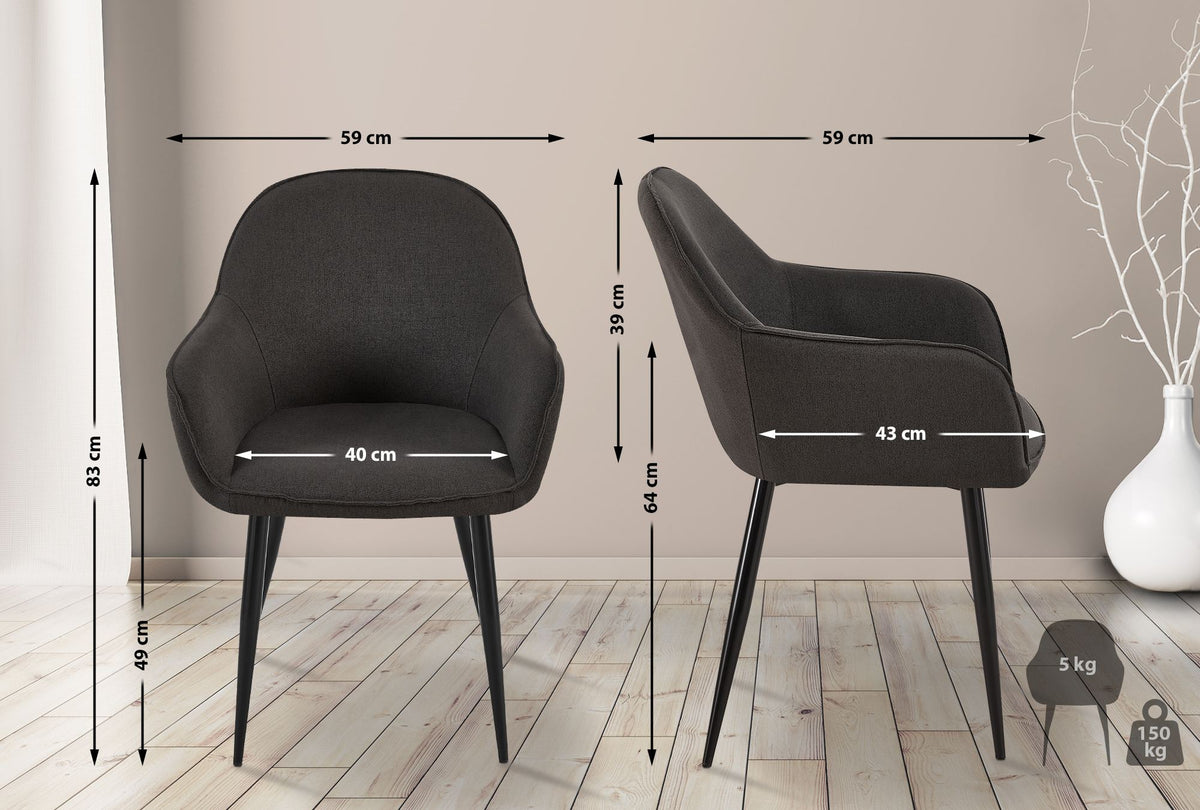 2er Set Esszimmerstühle Boise Stoff – Ansicht 16