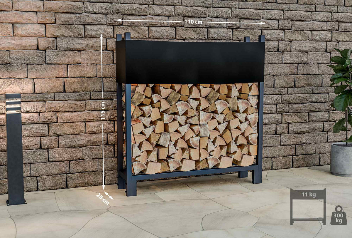 Kaminholzständer + Abdeckplane Martin 25x110x115 cm – Ansicht 2
