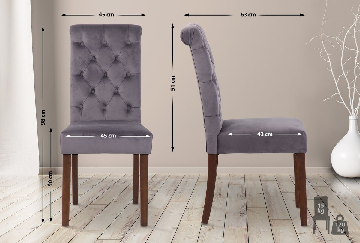 2er Set Esszimmerstühle Lisburn Samt – Ansicht 9