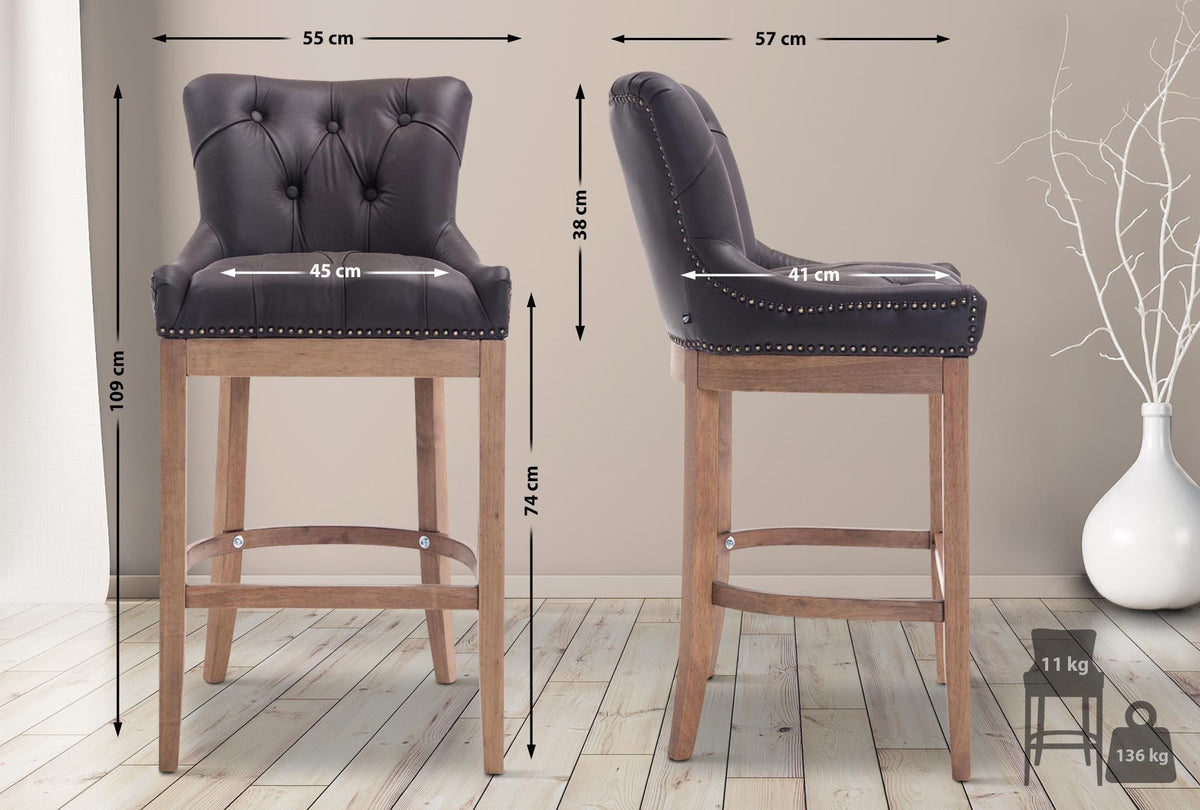 Barhocker Lakewood Echtleder, Antik-hell – Ansicht 9