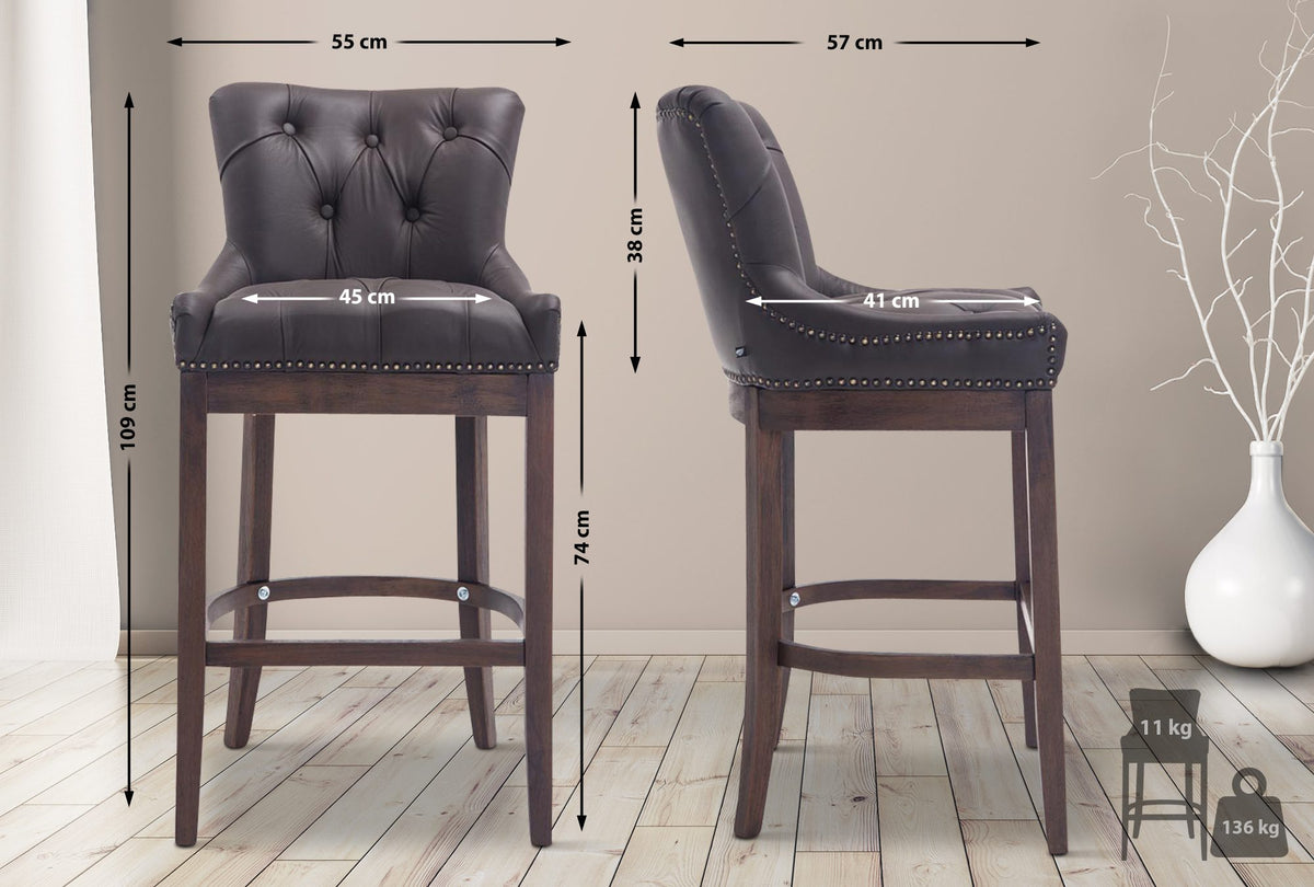 Barhocker Lakewood Echtleder, Antik – Ansicht 9