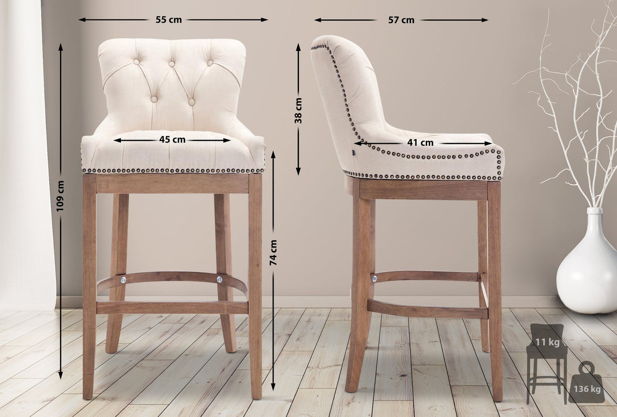 Barhocker Lakewood Stoff, Antik-hell – Ansicht 2