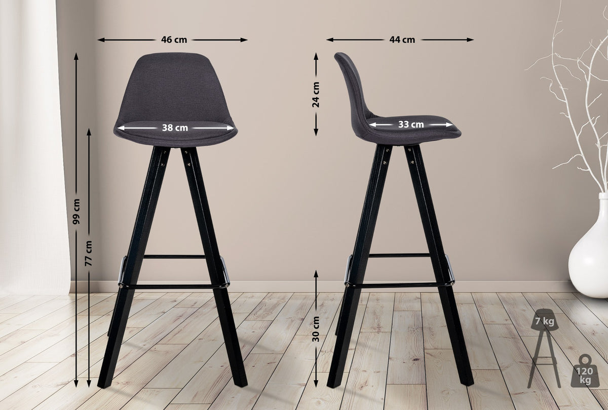 Barhocker Corbin Stoff Square schwarz – Ansicht 2