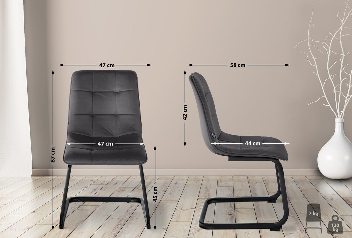 2er Set Esszimmerstuhl Vermont Samt – Ansicht 11