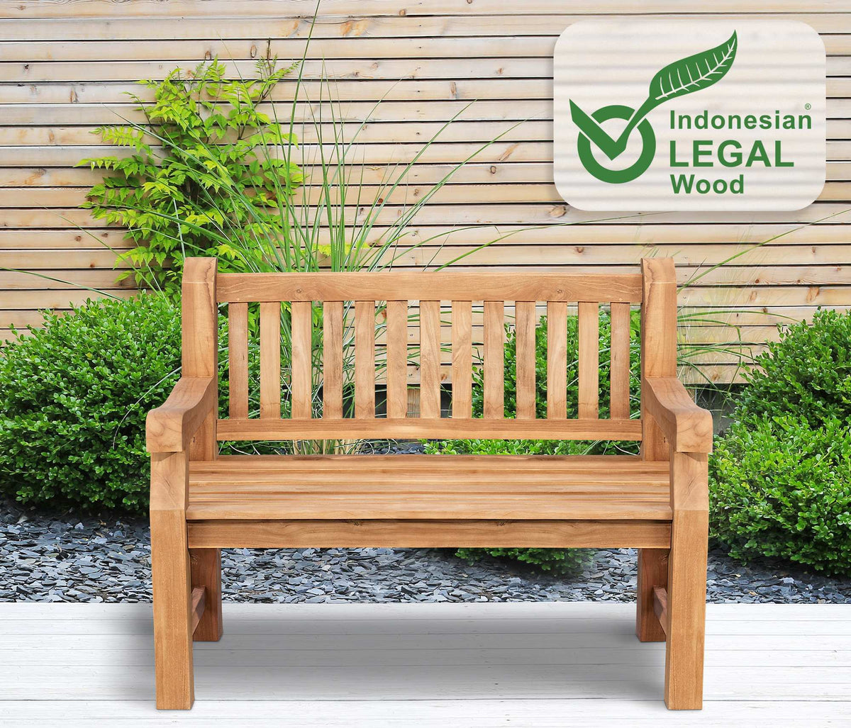 Teakbank Jackson 120 cm mit Abdeckhaube – Ansicht 3
