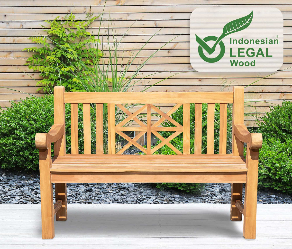 Teakbank Florida 120 cm mit Abdeckhaube – Ansicht 3