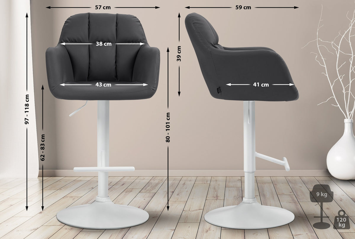 Barhocker Natoma Kunstleder weiß – Ansicht 2