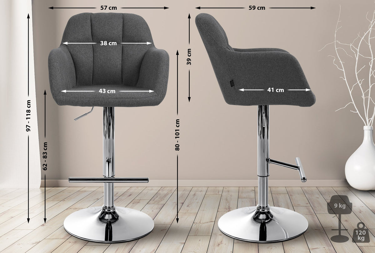 Barhocker Natoma Stoff chrom – Ansicht 18