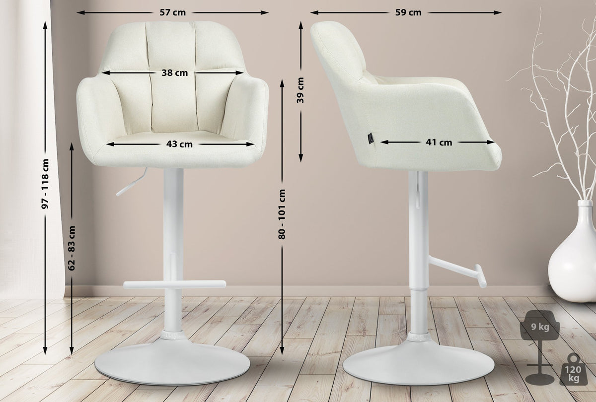 Barhocker Natoma Stoff weiß – Ansicht 2
