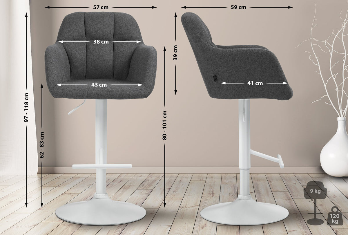 Barhocker Natoma Stoff weiß – Ansicht 18