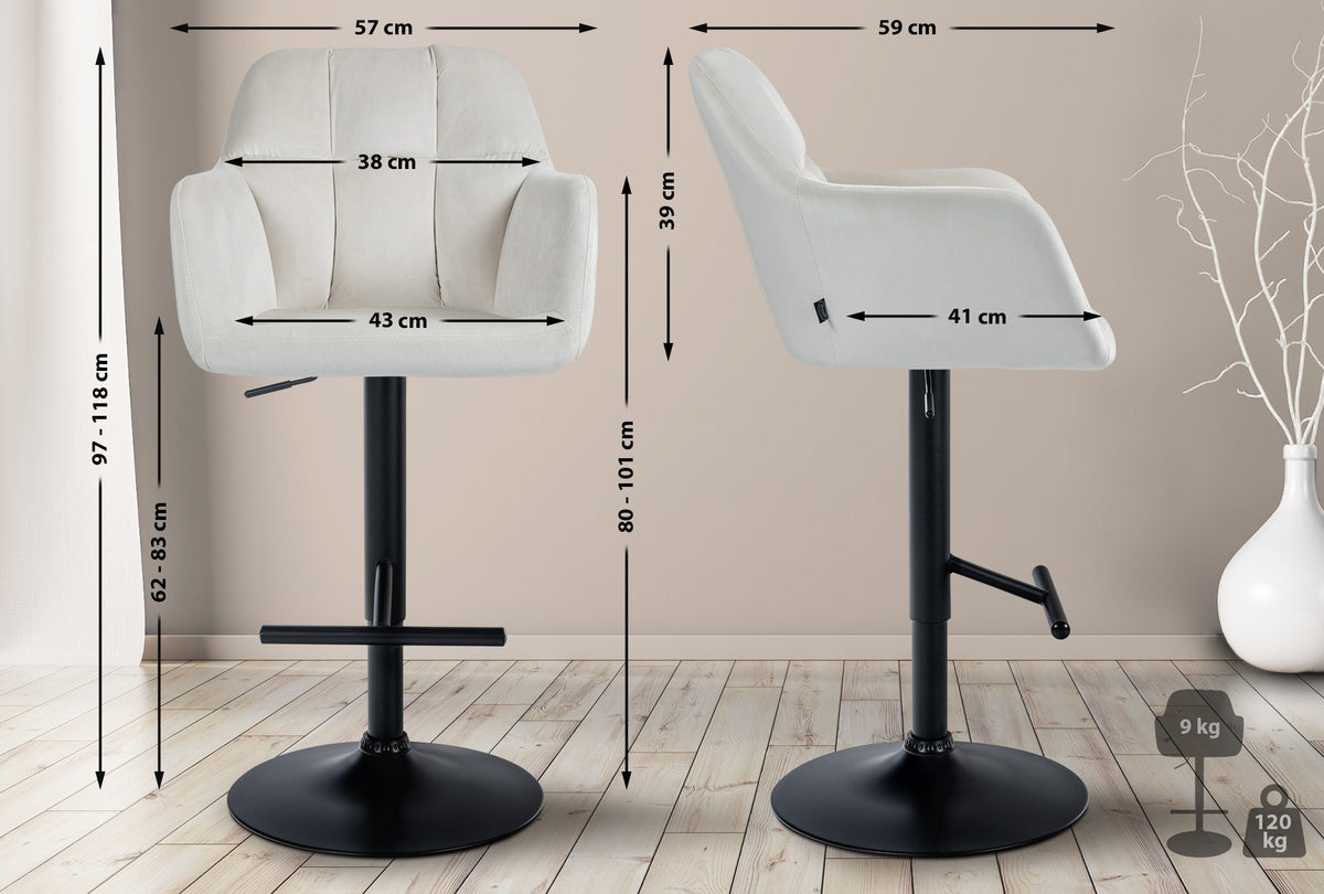 Barhocker Natoma Samt schwarz – Ansicht 2