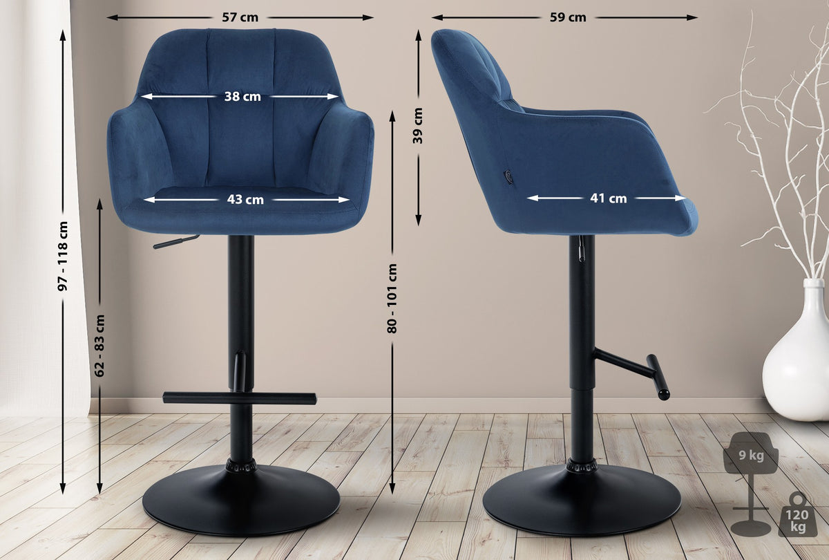 Barhocker Natoma Samt schwarz – Ansicht 10