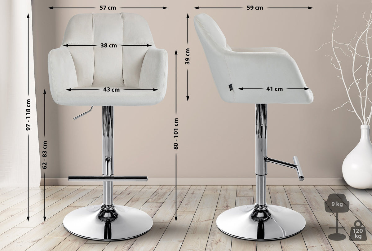Barhocker Natoma Samt chrom – Ansicht 2