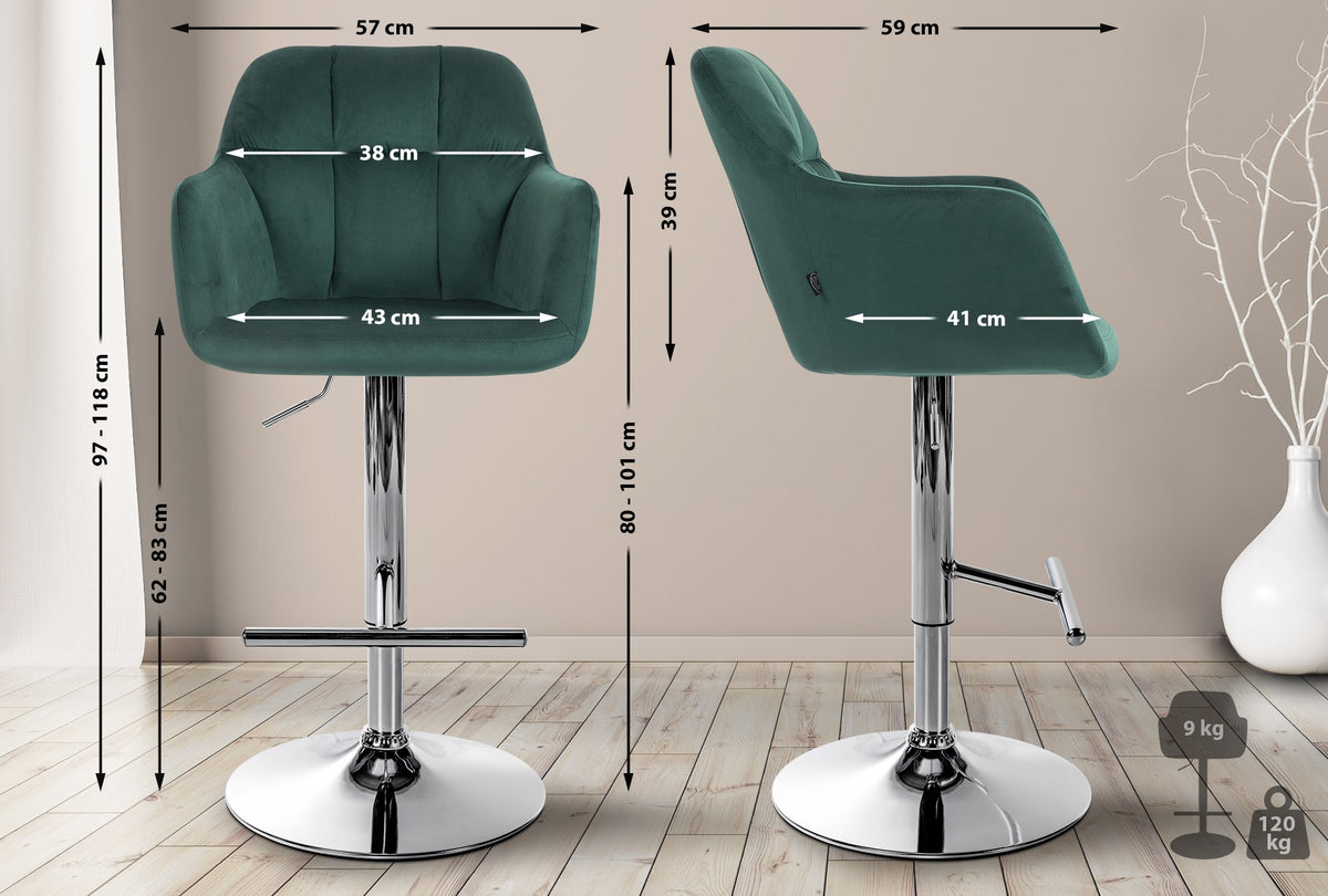 Barhocker Natoma Samt chrom – Ansicht 18