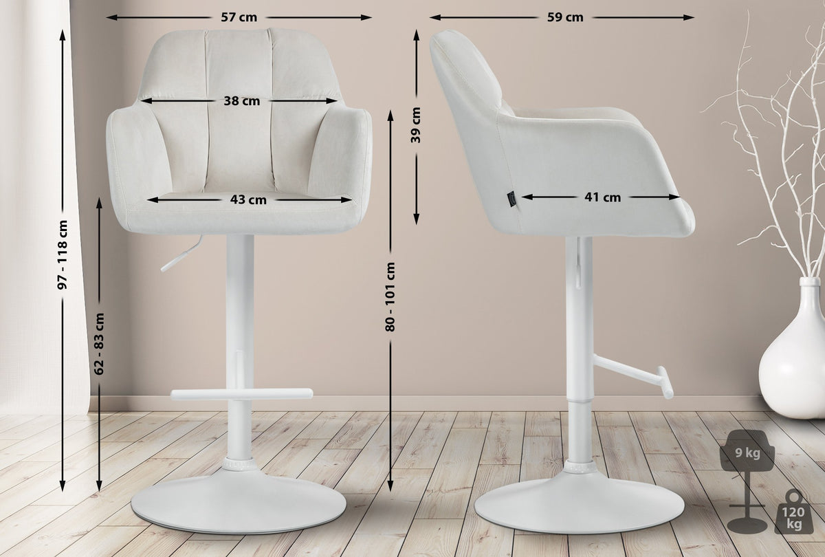 Barhocker Natoma Samt weiß – Ansicht 2