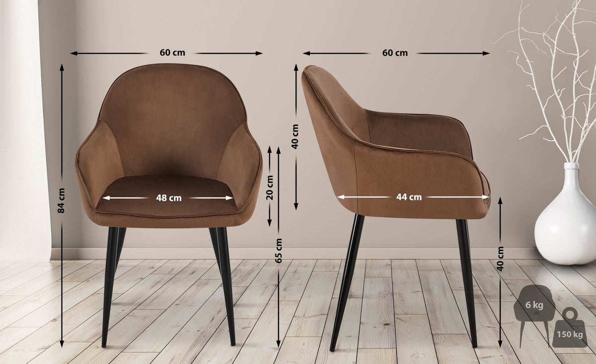 2er Set Esszimmerstuhl Boise Samt – Ansicht 2