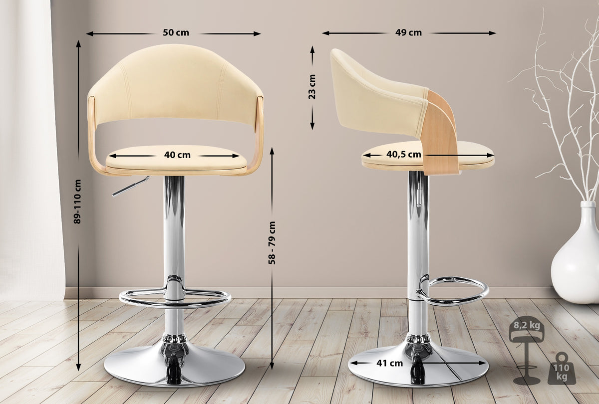 2er Set Barhocker Nilse Kunstleder chrom – Ansicht 14