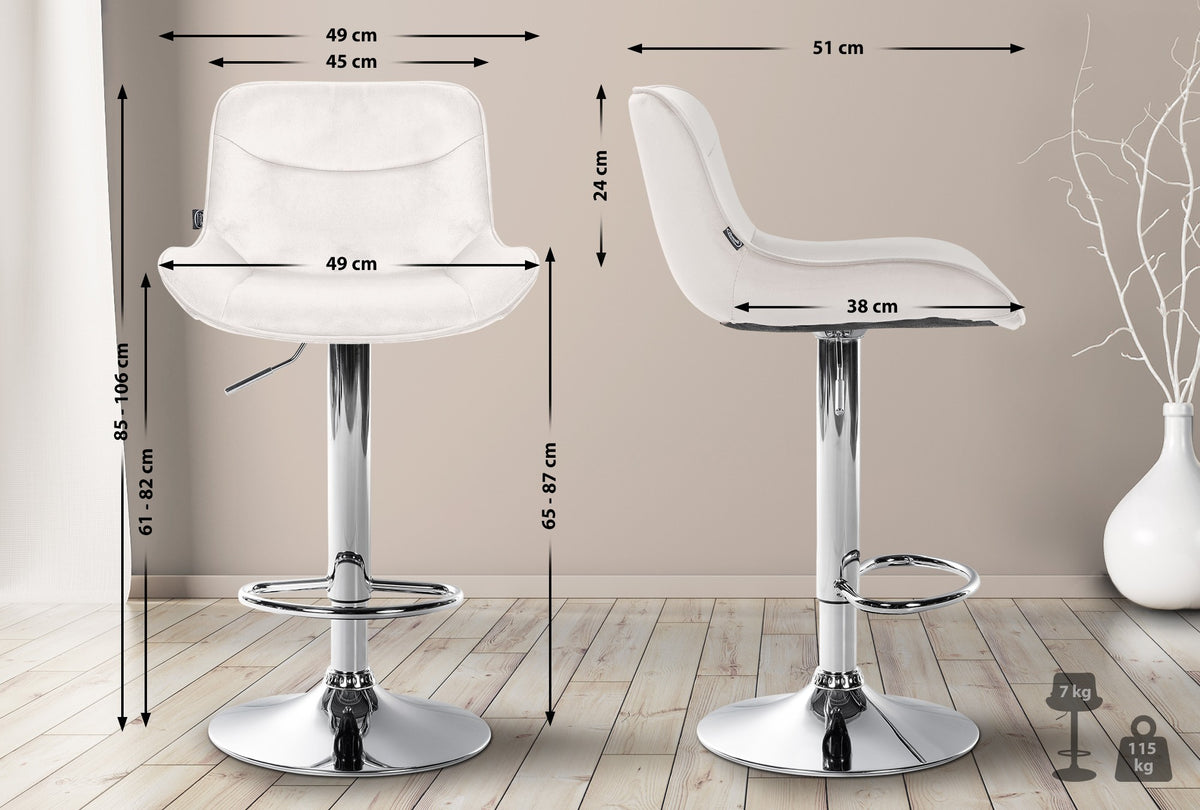 Barhocker Vonore Samt chrom – Ansicht 2