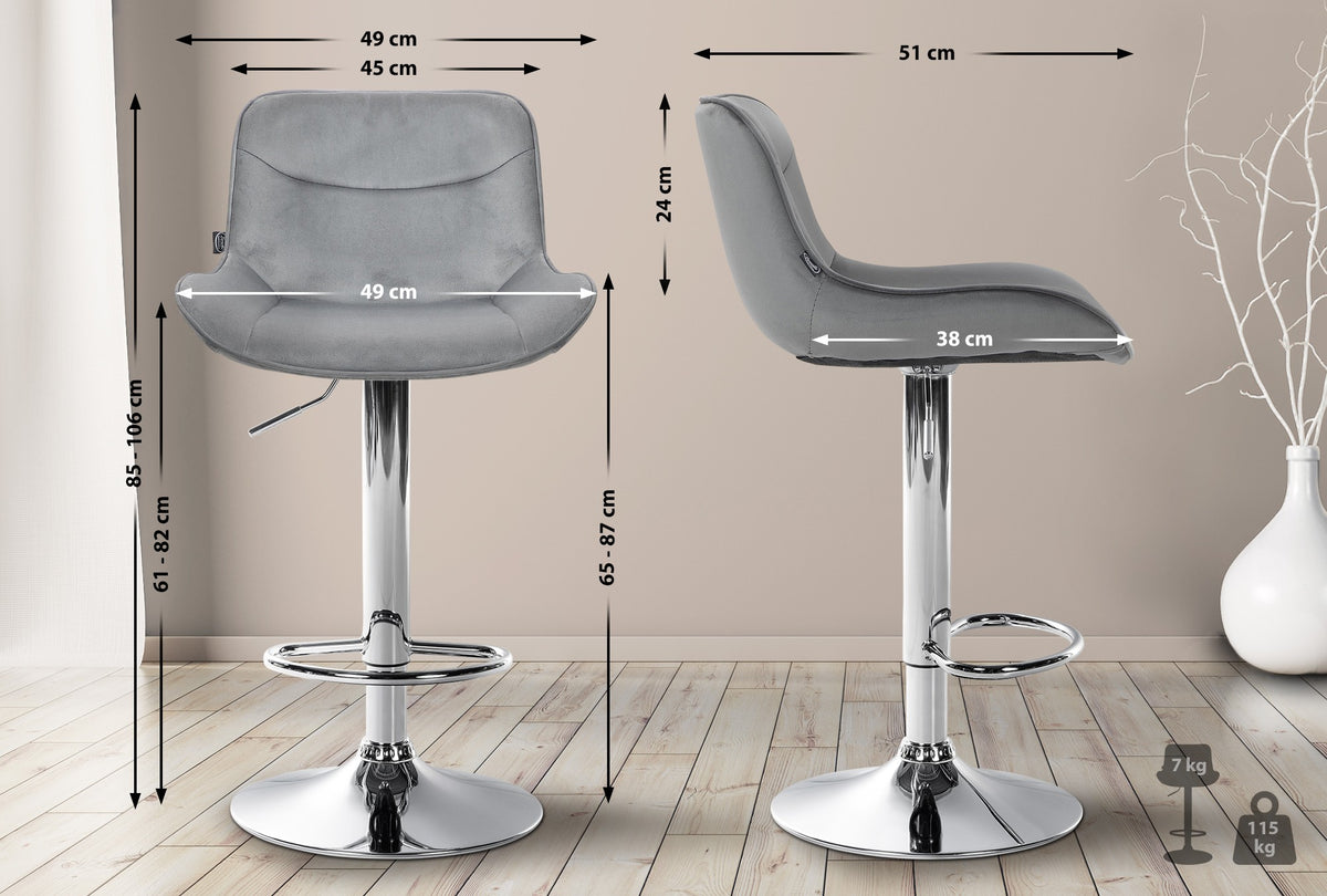 Barhocker Vonore Samt chrom – Ansicht 18