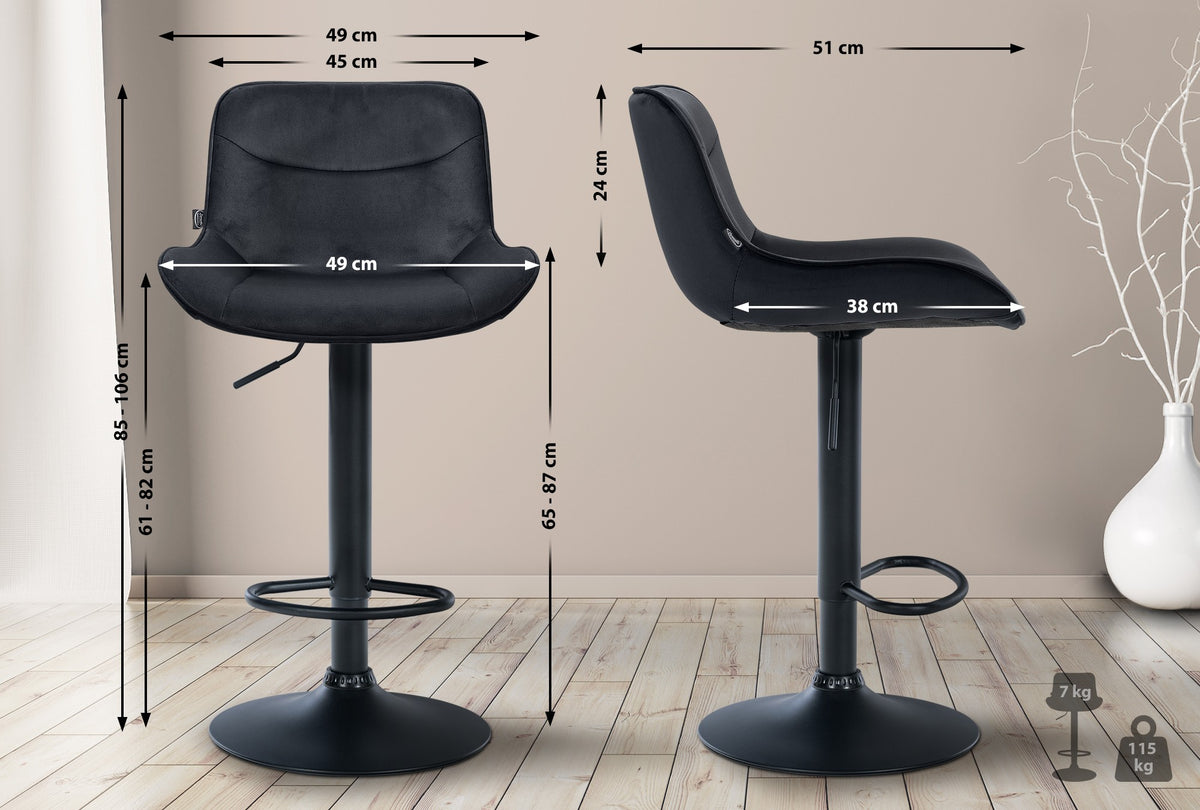 Barhocker Vonore Samt schwarz – Ansicht 10