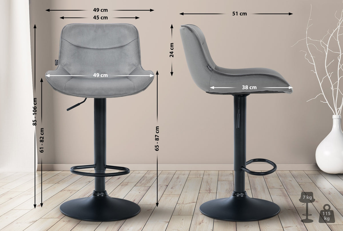 Barhocker Vonore Samt schwarz – Ansicht 18