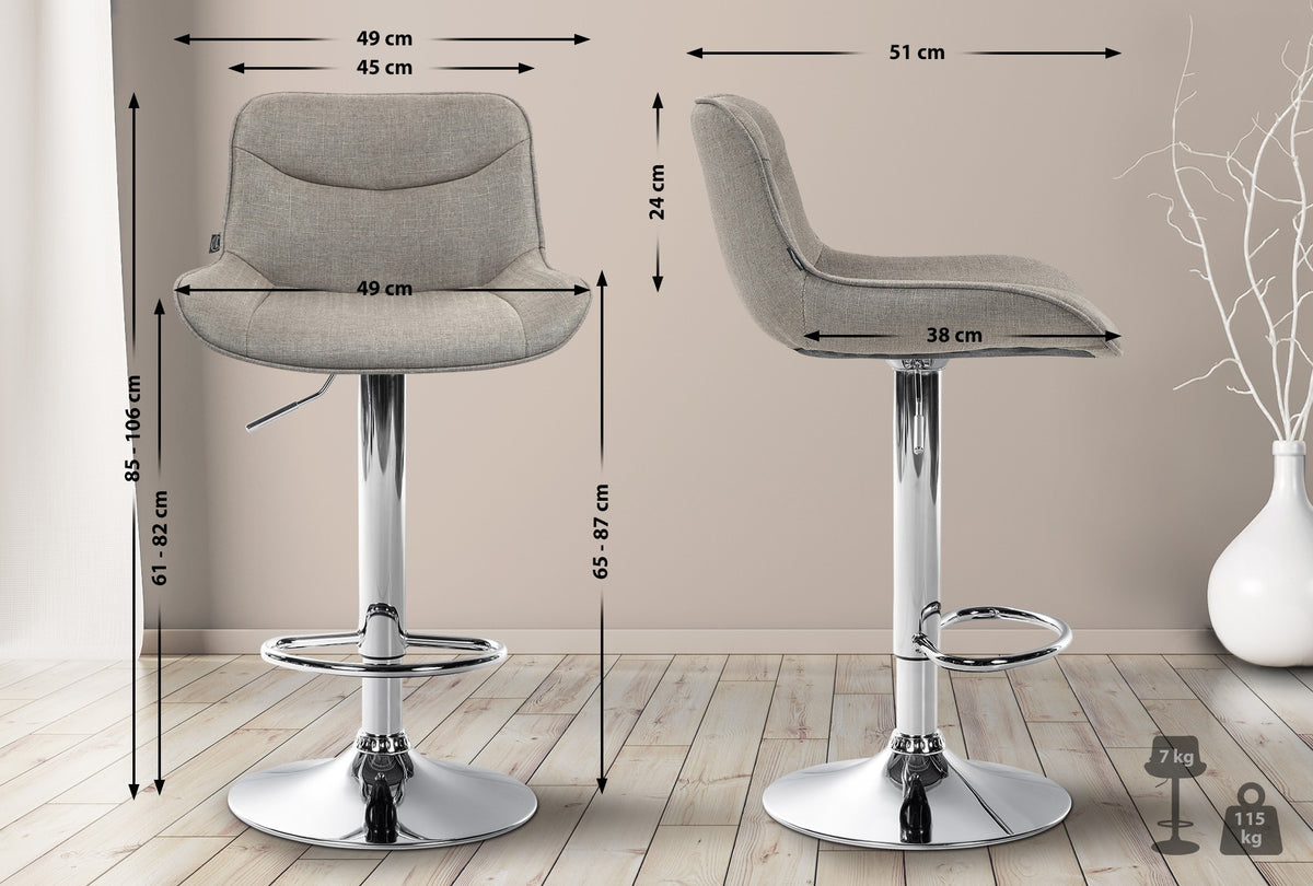 Barhocker Vonore Stoff chrom – Ansicht 2
