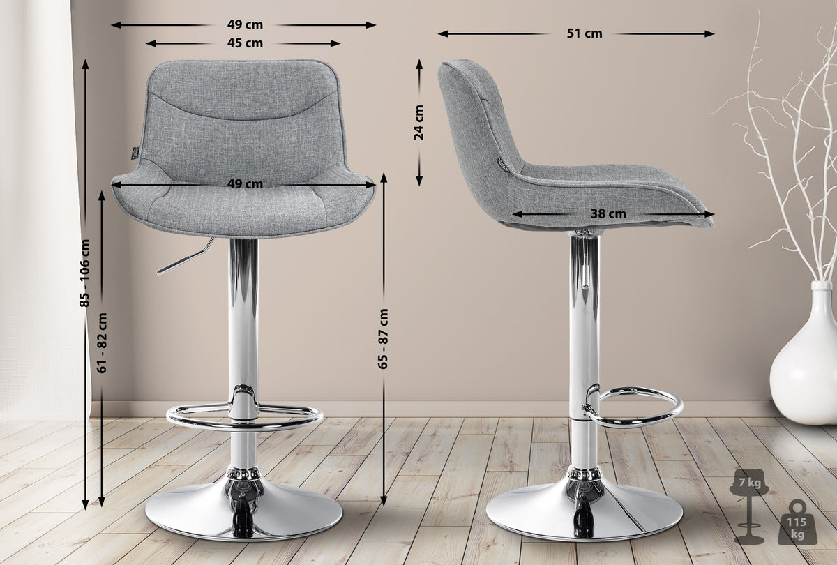 Barhocker Vonore Stoff chrom – Ansicht 18