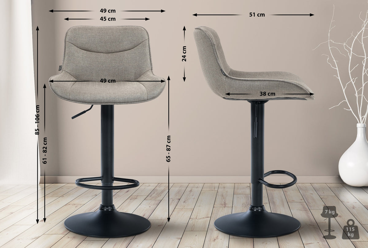 Barhocker Vonore Stoff schwarz – Ansicht 2