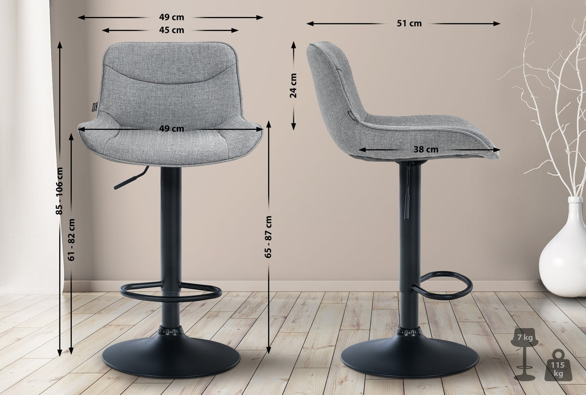 Barhocker Vonore Stoff schwarz – Ansicht 18