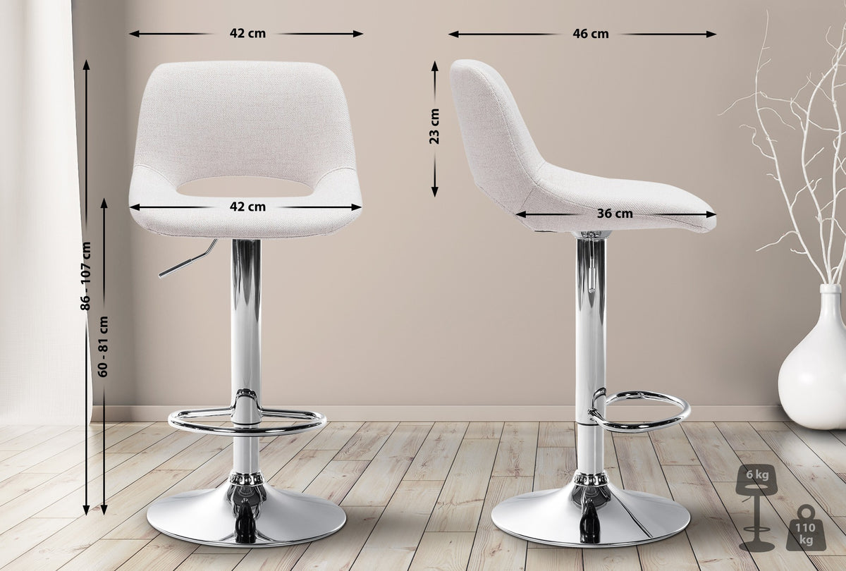 Barhocker Camden Stoff chrom – Ansicht 2