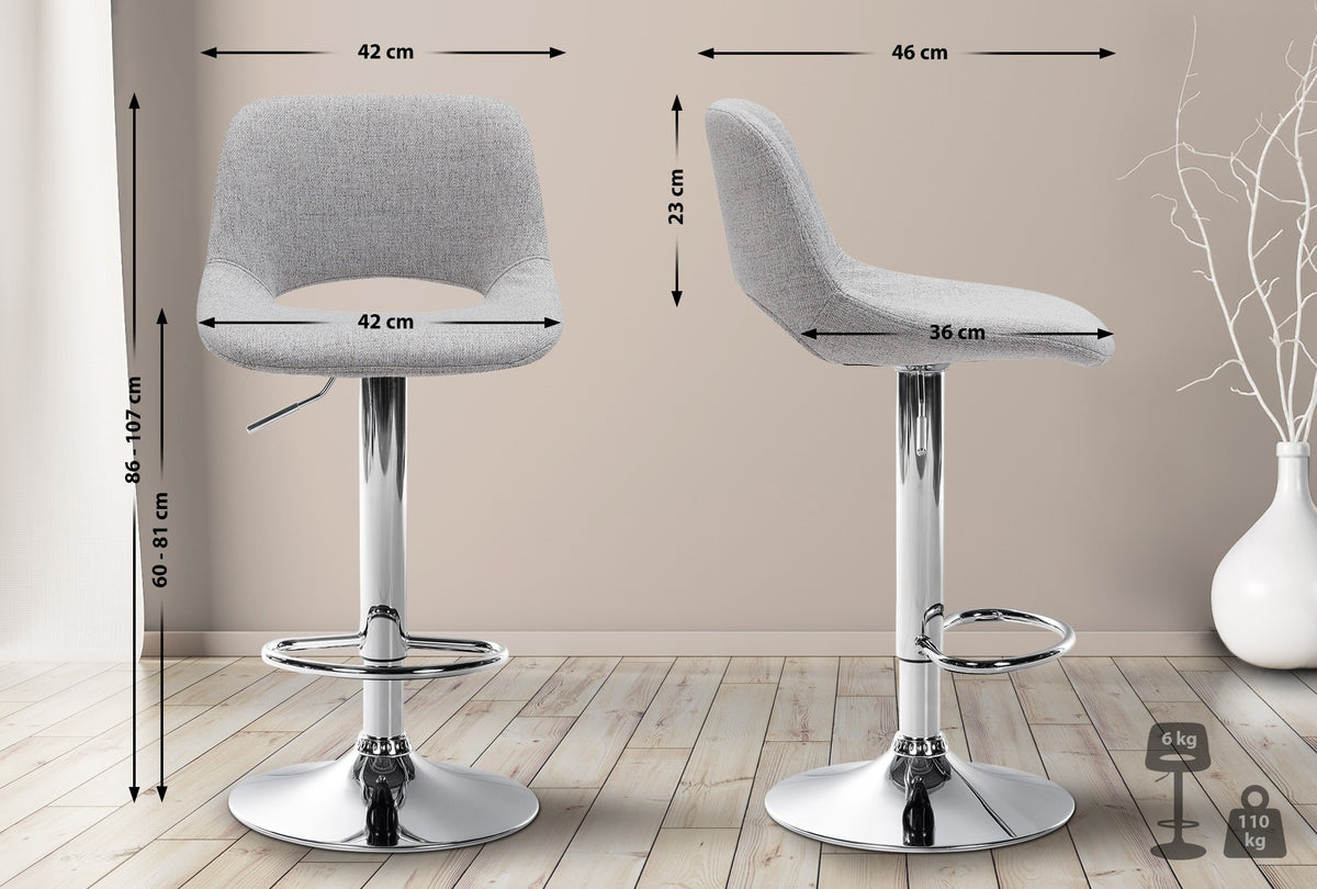 Barhocker Camden Stoff chrom – Ansicht 8