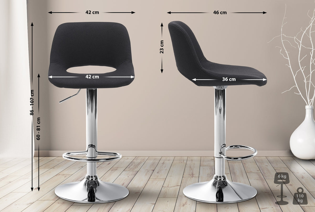 Barhocker Camden Stoff chrom – Ansicht 14