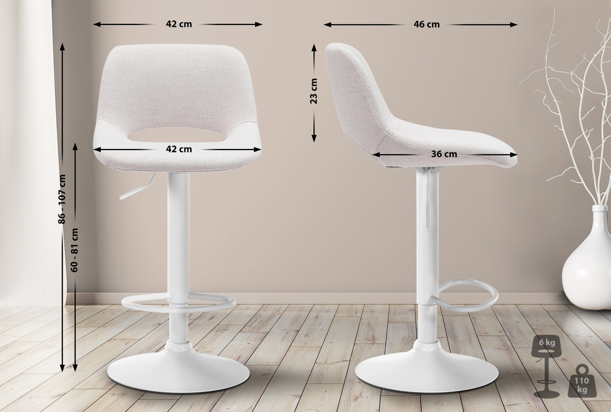 Barhocker Camden Stoff weiß – Ansicht 2
