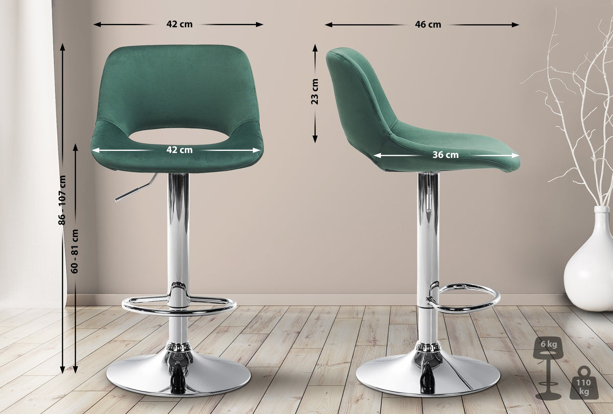 Barhocker Camden Samt chrom – Ansicht 14