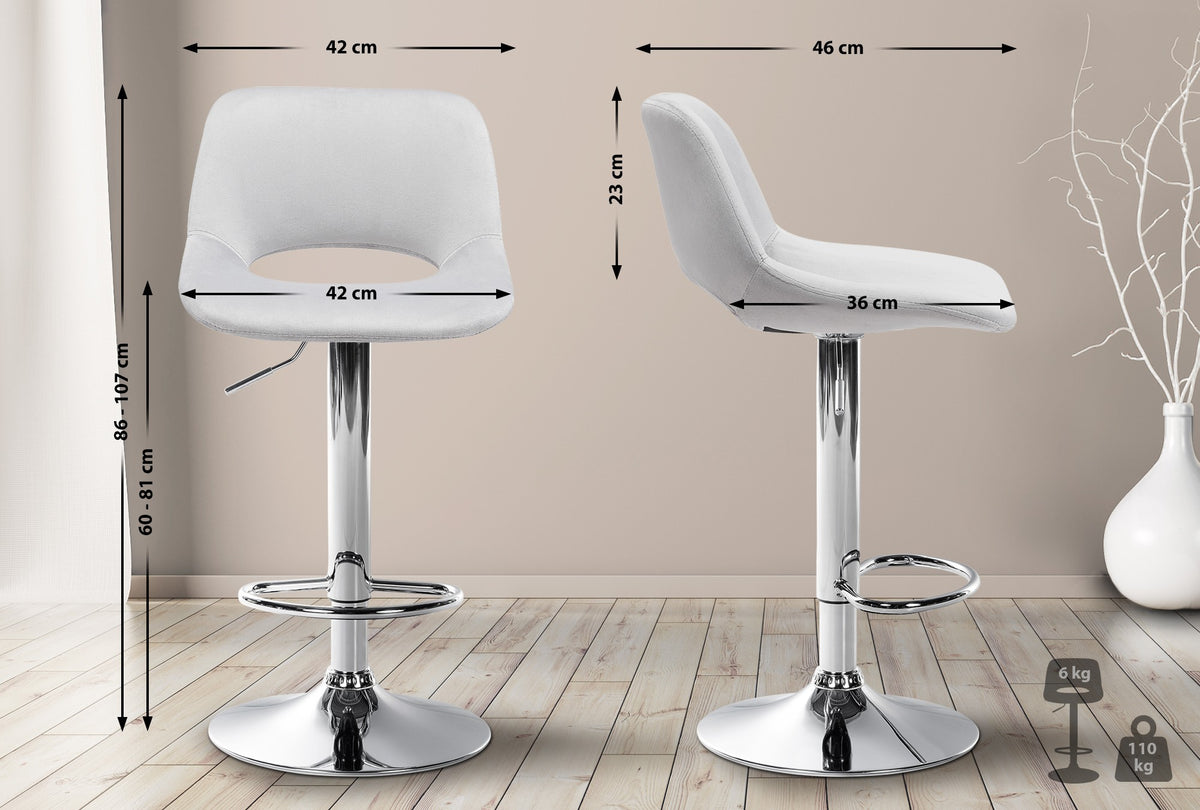 Barhocker Camden Samt chrom – Ansicht 20