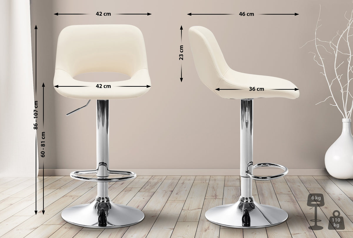 2er Set Barhocker Camden Kunstleder chrom – Ansicht 14