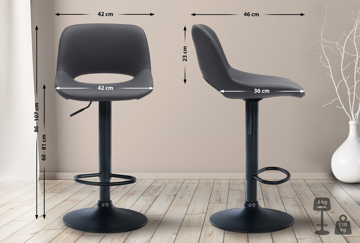 2er Set Barhocker Camden Kunstleder schwarz – Ansicht 14