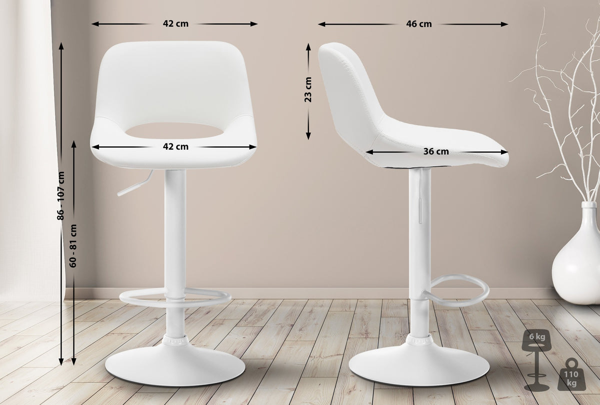 2er Set Barhocker Camden Kunstleder weiß – Ansicht 2