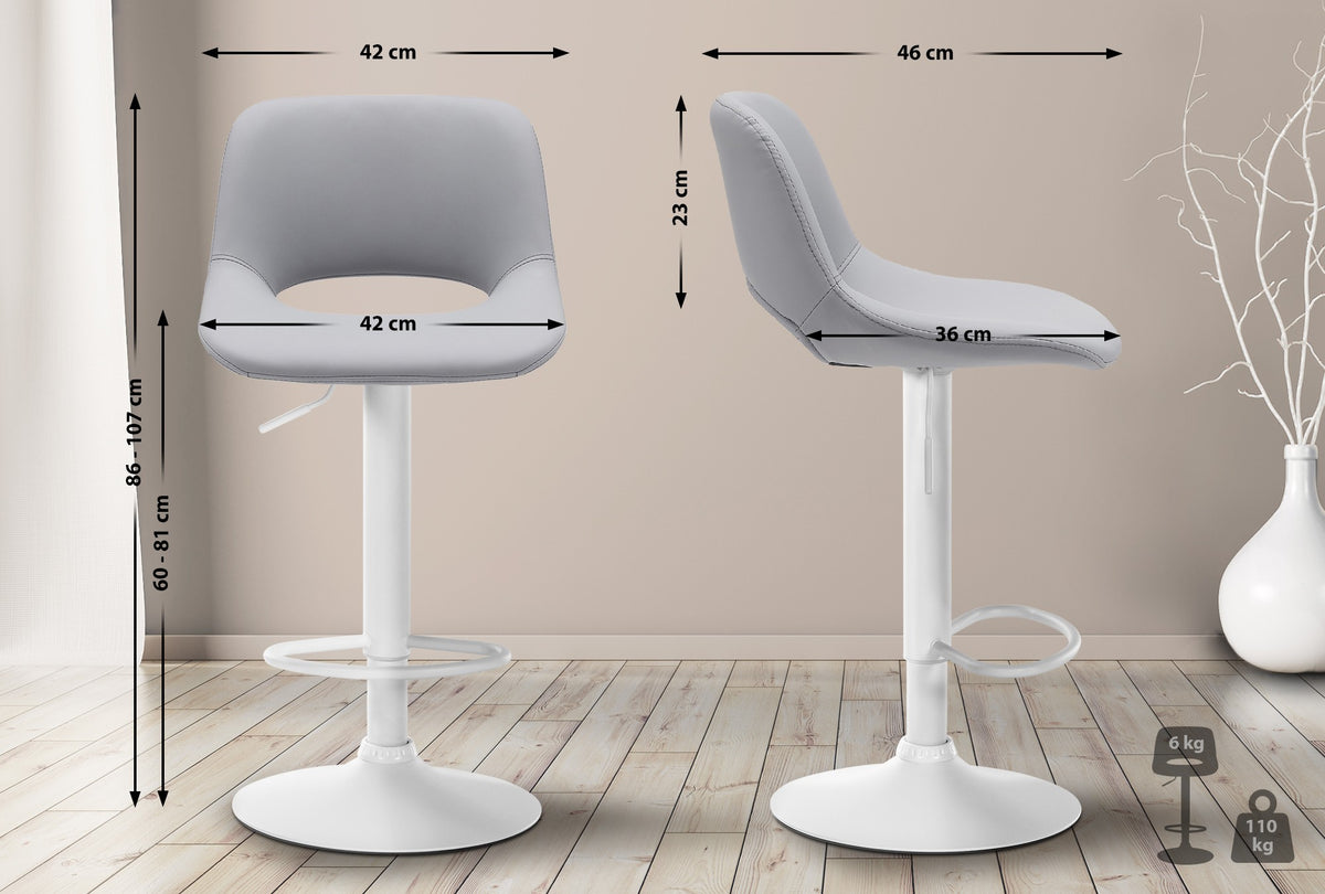 2er Set Barhocker Camden Kunstleder weiß – Ansicht 8