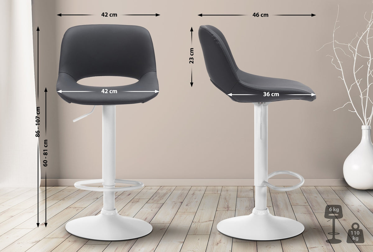 2er Set Barhocker Camden Kunstleder weiß – Ansicht 14
